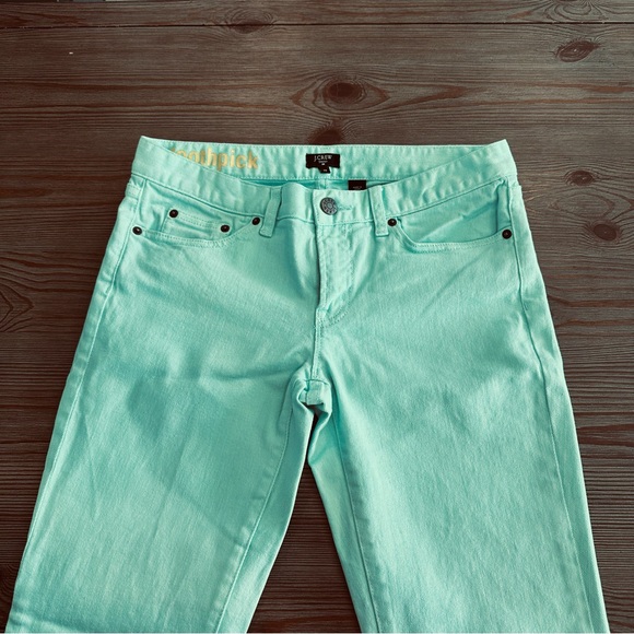 J. CREW FACTORY TOOTHPICK SKINNY JEANS TEAL TURQUOISE LOW RISE DENIM SIZE 29 - Picture 7 of 16